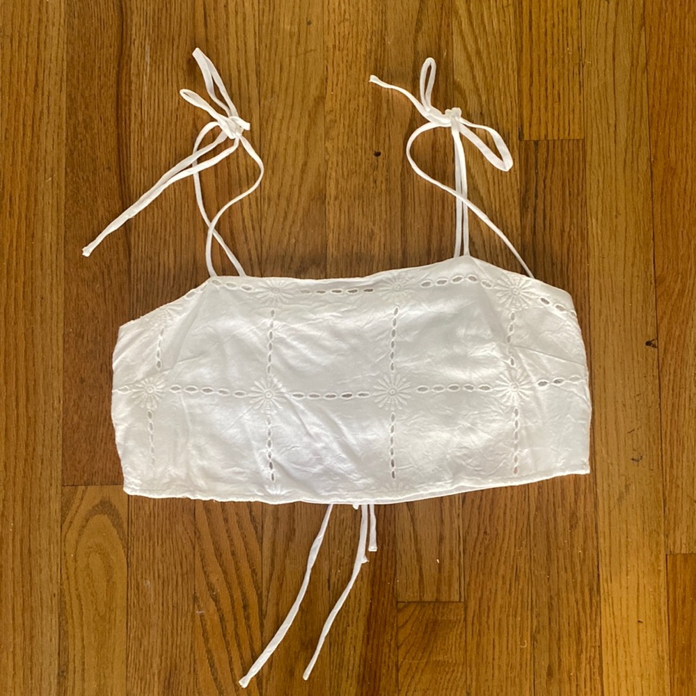 White crop top with tie back